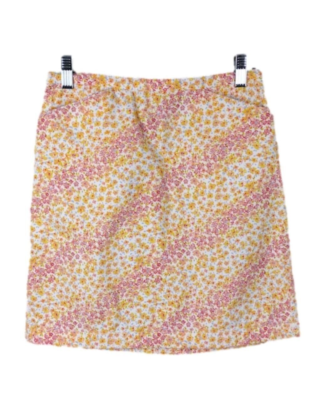 Ann Taylor Loft Pink Multicolored Floral Side Hook Zip Closure Mini Pencil Skirt